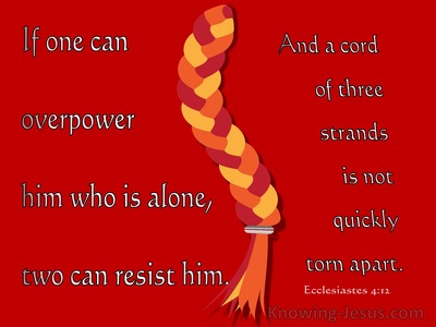 Ecclesiastes 4:12 A Cord Of Three Strands Is Not Quickly Torn Apart (red)